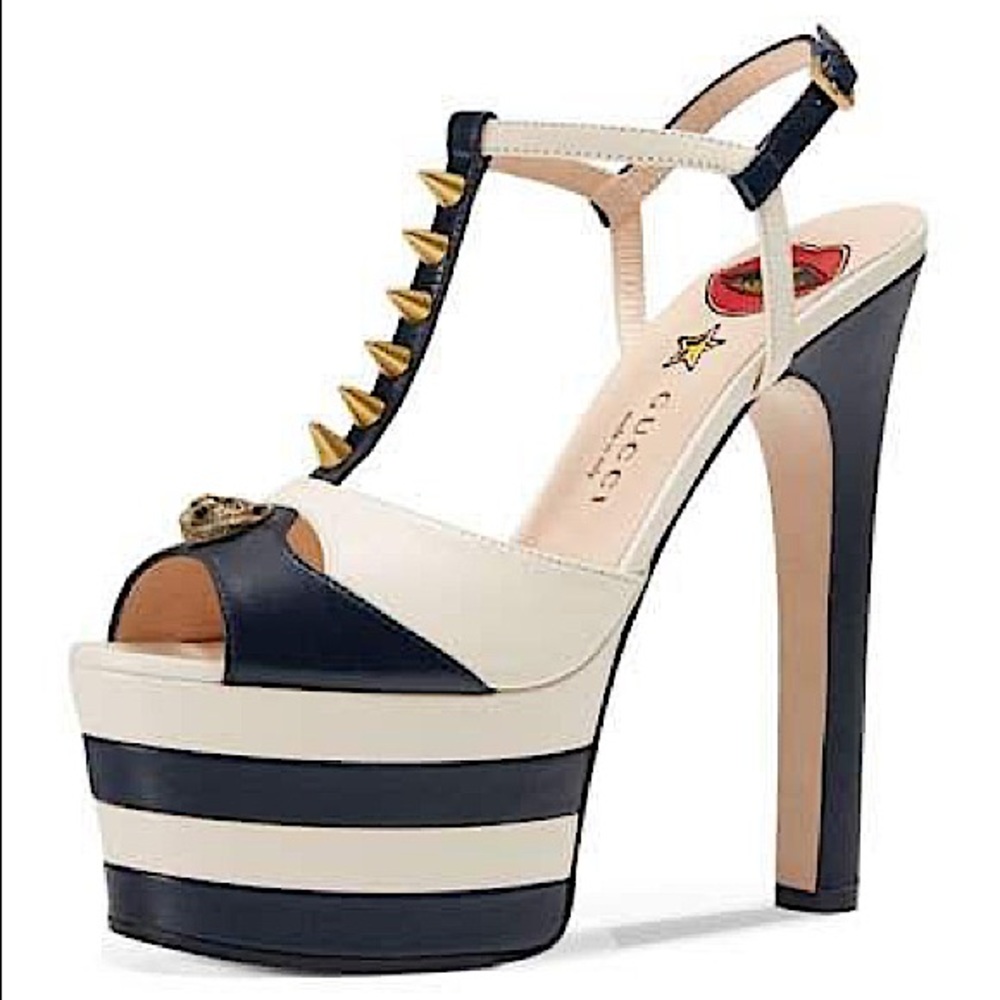 Gucci Angel T Strap Studded Platform Heels